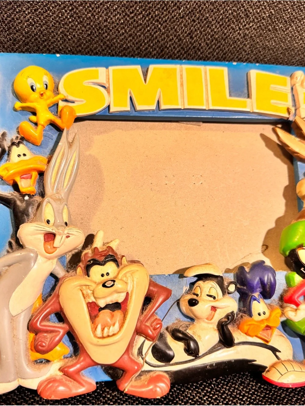 Vintage 2000 Warner Bros Studio Store Looney Tunes SMILE Resin Picture Frame